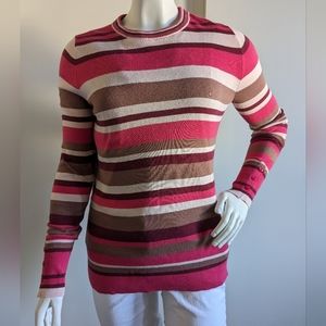 Halogen Crew Neck Striped Colorblock Pullover Sweater - Size: M